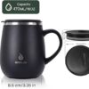 Ideus 16 oz Insulated Coffee Mug with Handle and Lid, Double Wall Stainless Steel Vacuum Insulated Tumbler Cup, Travel Coffee Cup Thermal Cup for Home and Office, Storm Black