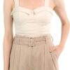 SANDY & SID Womens Shorts 6 Inch Inseam Linen High Rise Adjustable Belt Wide Leg Pockets Summer Casual Work Office