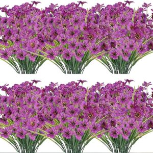 JEMONG 20 Bundles Artificial Flowers Outdoor UV Resistant Fake Flowers No Fade Faux Plastic Plants Garden Porch Window Box Decorating(Purple)…