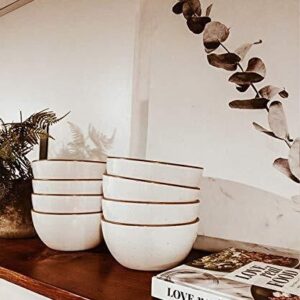 Mora Ceramic Bowls For Kitchen, 28oz - Bowl Set of 4 - For Cereal, Vanilla