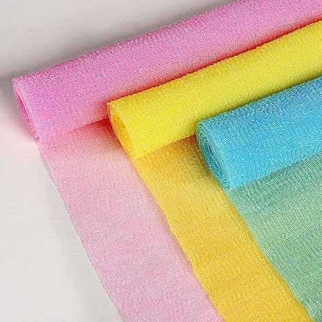ARCH&M Exfoliating Washcloth Exfoliating Body Scrubber Back Scrubber for Shower Japanese Bath Wash Cloth Korean Exfoliating Luffah Towel Beauty Sponge Loofah Scrub 3 Pack (Navy-Blue x 3) - Image 2