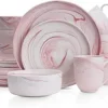 Stone Lain Brighton 16-Piece Dinnerware Set Porcelain, Pink