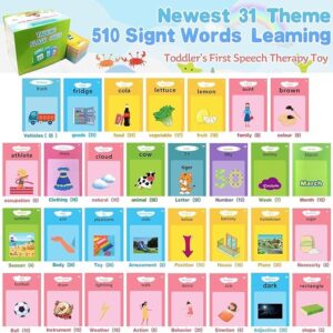 510 Words Pocket Speech Talking Flash Cards - Montessori Speech Buddy Early Learning Speech Buddy Flashcards for Toddlers, Audible Educational Device Speech Therapy Materials Development Sensory Toys