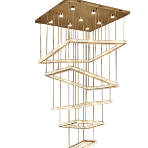 LED crystal stair chandelier hall villa Living Room spiral pendant lamp Light