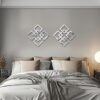 Walasis Decorative Mirrors for Wall Decor Modern - Geometric Wall Mirror 12inch Silver Square Glass Art with Beveled Fashion Mirrored Accent for Living Room Bedroom Bathroom Entryway 4 Pcs