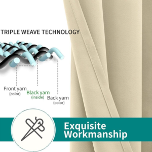 Pencil Pleat Thermal Thick Blackout Curtains Pair Ready Made Eyelet Ring top