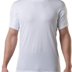 Men's Sweatproof Undershirt | Cotton Crew Neck T-Shirt with Underarm Sweat Pads, Original Fit | Aluminum-Free Alternative
