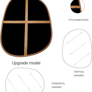 Asymmetrical Mirror for Wall Decor 23"*30", Modern Brass Framed Wall Mirror for Living Room Bathroom Bedroom Entryway ELE-STOU-0064G