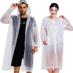 COOY Rain Coats (2 Pack) - Reusable EVA Rain Ponchos for Adults Rain Jackets Raincoats for Men Women