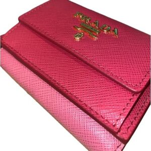 Prada Wallets Women's Pink Saffiano Leather Small Trifold Wallet 1MH021 Leather Wallet For Women