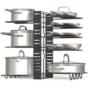 US 8 Tiers Pot Organizer Rack Cabinet Storage Lid Holder Home Kitchen Pan Holder