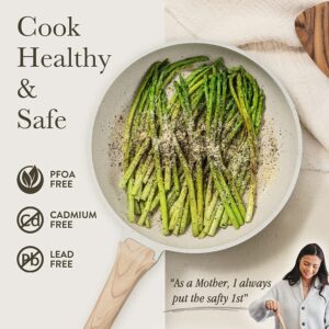 Nonstick Cookware and Pan Set, White Granite 11-Piece Nonstick Cooking Set