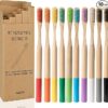 Bamboo Toothbrush for Adult 10pcs, Biodegradable Eco-Friendly Natural Organic Bamboo Charcoal Toothbrushes Soft Bristles (Multi-Color 10 Pack)