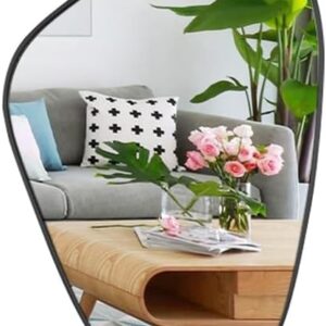 Mirrts 16x24 Inch Irregular Black Living Room Mirror– Modern Decorative Framed Wall Mirror for Bedroom, Bathroom Room, and Entryway Décor-Asymmetrical Wall Mirror