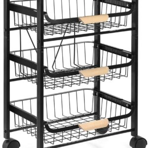 Kitchen Cart with Storage &Wheels 4 Tier Rolling Utility Cart Metal Pantry Rack