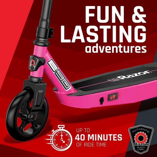 Razor Black Label E90 Electric Scooter - Pink, for Kids Ages 8+ and up to 120 lbs, up to 10 mph - Image 2