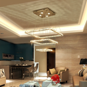 LED crystal stair chandelier hall villa Living Room spiral pendant lamp Light