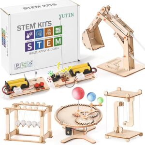 Roll over image to zoom in STEM Science Kits, 5 Set Building Kits for Kids Ages 8-12, 3D Wooden Puzzles, Wood Crafts for Boys 6-8, Science Experiment Projects, Woodworking Model Kit, STEM Toys for 6 7 8 9 10 11 12 14 Years Old