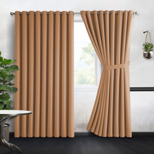 Thermal Blackout Eyelet and Pencil Pleat Door Window Curtains with two Tiebacks