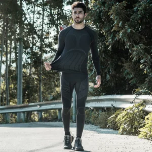 Santic Men Cycling Thermal Underwear Bike Sets Winter Keep Warm Bicycle Base Layers Sports Running Long Sleeve Cycling Suit