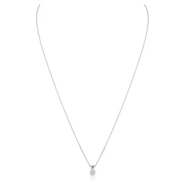 1/4 Carat Diamond Solitaire Necklace In 14 Karat White Gold For Women - Image 3