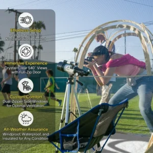 EighteenTek Sports Tent Weather Proof Pod Bubble Tent Outdoor Instant Pop Up Shelter Clear Large Specious 1 Person Lightweight Portable 40"x40"x62"H
