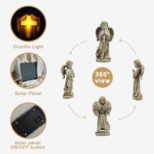 Rezpuao Angel Statue for Garden,Solar Angel for Cemetery Decorations,Garden Memorial Angel,Resin Praying Angel Figurine for Patio Lawn Yard Porch Decorations,12.12inch