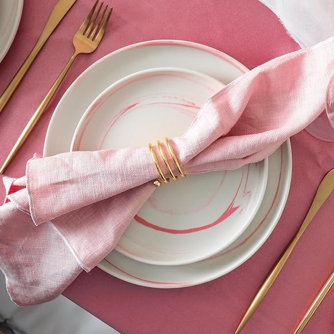 Stone Lain Brighton 16-Piece Dinnerware Set Porcelain, Pink - Image 3