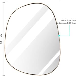 Asymmetrical Mirror for Wall Decor 23"*30", Modern Brass Framed Wall Mirror for Living Room Bathroom Bedroom Entryway ELE-STOU-0064G