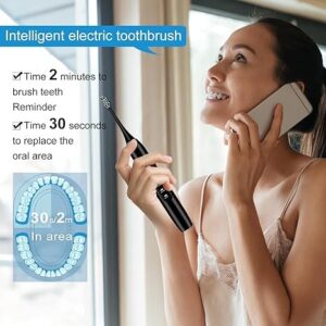 kingheroes Electric Toothbrush Set, Comes with 8 Brush Heads & Travel Case,4 Modes with 2 Minutes Built in Smart Timer, One Charge for 60 Days, 42000 VPM Motor (Black)