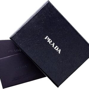 Prada Women's Nero Black Vitello Danio Silver Triangle Logo Small Wallet Zipper Coin Pouch 1MV021