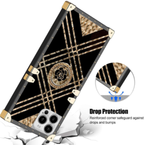 Bling Square Leopard Flower Phone Case For iPhone 14 13 12 11 Pro Max XR 8 7 SE
