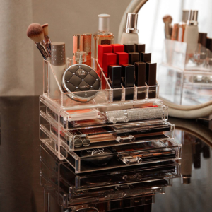 Cq Acrylic Makeup Organizer Skin Care Large Clear Cosmetic Display Cases Stackab