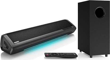 Saiyin Sound Bars for TV with Subwoofer, 2.1 Deep Bass Small Soundbar Monitor Speaker Home Theater Surround System PC Gaming Bluetooth/AUX/Optical Connection, Wall Mountable 17-inch - Image 3