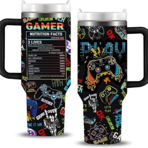 Gaming Gifts for Men Boys, Gamer Gifts for Men, 40oz Gamer Tumbler Cup, Gaming Mugs, Teen Boy Gifts Gaming Stuff, Gaming Gamepad Presents for Son Boyfriend, Birthday Gifts for Men Boys Gaming Cup