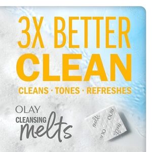 Olay Cleansing Melts + Vitamin C Face Cleanser, 64ct Total (32ct Pack of 2), Water-Activated Face Wash Cleans, Tones, and Refreshes Skin