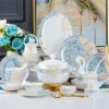 ZHcowe 60 Piece Bone China Tableware Sets Food Bowl Sushi Dishes Ramen Plates Dinner Set Utensils for Kitchen Accessories