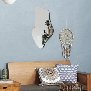 TUSIWIT Irregular Wall Mirror Asymmetrical Mirrors for Wall,Modern Shaped Wavy Mirror for Wall 31.5 x18.9 inch Frameless Mirror Wall Décor Funky Mirror for Living Room Bathroom Bedroom Entryway