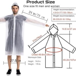COOY Rain Coats (2 Pack) - Reusable EVA Rain Ponchos for Adults Rain Jackets Raincoats for Men Women