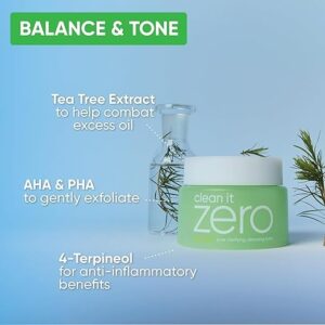 BANILA CO Clean it Zero Pore Clarifying Cleansing Balm - Korean Makeup Remover for Oily/Acne Prone Skin - Vegan & Made with Tea tree oil + 4-Terpineol - 100ml/3.38 fl oz…