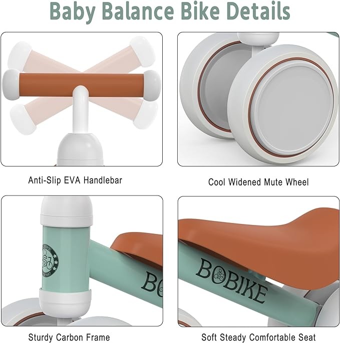 Baby Balance Bike Toys for 10-24 Months Kids Toy Boy and Girls Gifts Toddler Best First Birthday Gift Children Walker No Pedal Infant 4 Wheels Bicycle (Light Green) - Image 2
