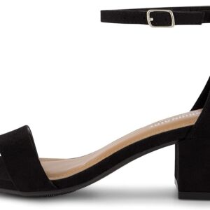 CUSHIONAIRE Women's Alba one band mid block heel sandal +Memory Foam, Wide Widths Available