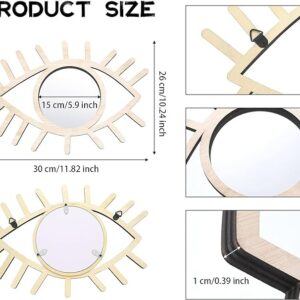 Wesiti Wood Boho Eye Mirror Eye Shape Wall Decoration Funky Rattan Mirror Artistic Decorative Moon Eye Mirror Handmade Evil Eye Wall Art for Living Room Bedroom