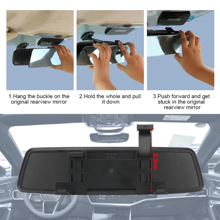 Baby Rearview Mirror 3000R Micro Curvature Lens Car Interior Rear View Mirror 2.5D Full Creen HD Glass Anti-glare Wide-angle Blue Frameless Mirror - Image 4