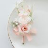 MAFELOE 2Pcs Men Boutonniere Corsage Set, Artificial Flowers for Groom Groomsmen Wedding Prom Party Ceremony Anniversary Formal Dinner Flowers Accessories Suit Decor- Pale Pink