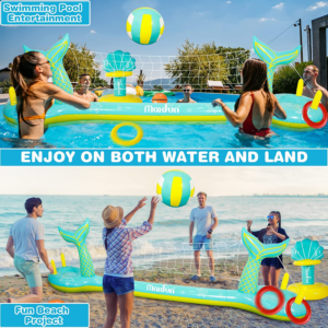 Max Fun Pool Floats Toys Game Set Floating Basketball Hoop Inflatable Ring Toss
