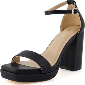 CUSHIONAIRE Women's Grammy one band block heel platform sandal +Memory Foam, Wide Widths Available