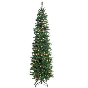 6.5Ft Pencil Christmas Tree Green Branches W/ Lights Holiday Decoration