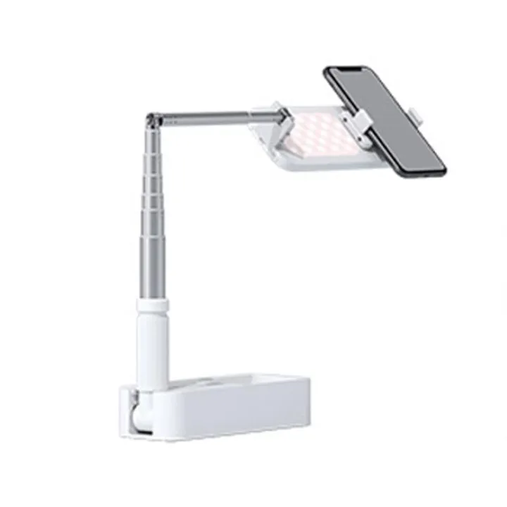 BekinTek Portable Multifunction Phone Holder Foldable Rechargeable Video Recording Stand for Makeup Youtube TikTok Live Stream Teaching Remote Wireless Dimmable LED Selfie Fill in Light Lamp - Image 2