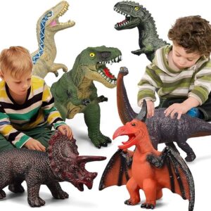 Gzsbaby 6 Piece Jumbo Soft Toys for Kids and Toddlers, Perfect for Dinosaur Lovers - Dinosaur Party Favors, Birthday Gifts